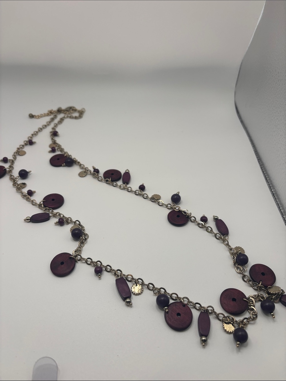Chico's Gold-Tone Layered Necklace with Deep Purple Discs